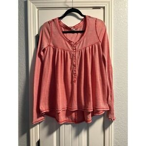 Free People We The Free Kai Thermal Henley Size XS Red